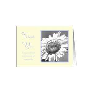 Sympathy Condolence Thank You Card    Mammoth Sunflower Card