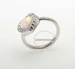 Dior 18K White Gold Diamond & Opal Heart Ring  