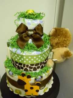   , Monkey & Lion 3 Tier Diaper Cake, baby shower centerpiece or gift