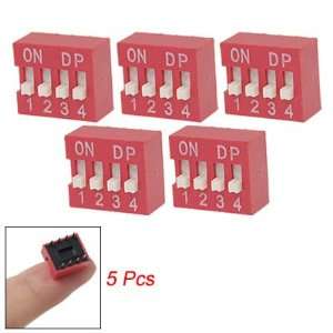   Gold Tone Plate Contacts Red Slide Type DIP Switch