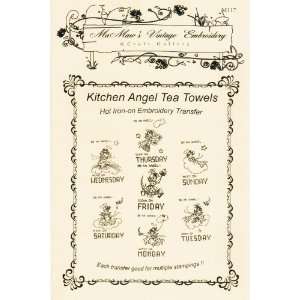  Kitchen Angels for Tea Towels Hot Iron Embroidery 