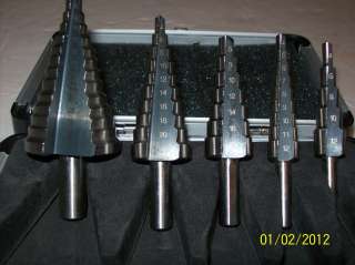 5pc METRIC STEP DRILL BITS INDUSTRIAL HIGH SPEED STEEL POLISHED NEIKO 