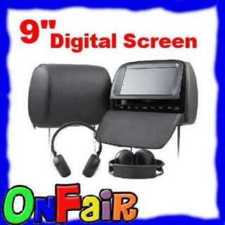 2x BLACK 9 DIGITAL SCREEN Car Headrest DVD Player C1037  
