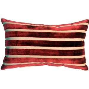  Pillow Decor   Monroe Velvet Stripes 12x20 Red Throw Pillow 