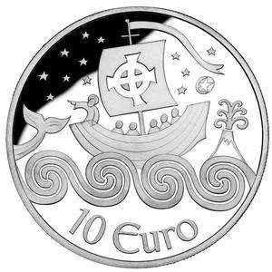 IRELAND 10 EURO SILVER PROOF COIN St. Brendan 2011  