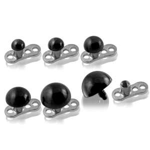  Dermal Anchors with Black Half ball Top Jewelry