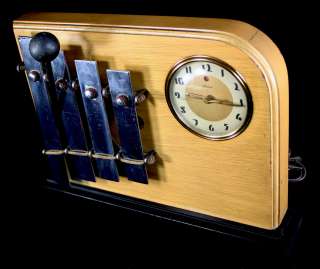 RARE ART DECO MACHINE AGE STREAMLINED ELECTRIC CLOCK AND DINNER GONG 