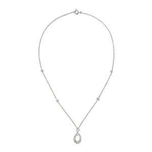   Diamond Teardrop Shape (.925) Sterling Silver Necklace Jewelry