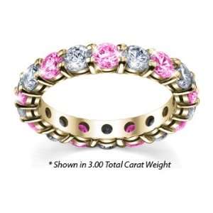 Womens Diamond Eternity Ring Shared Prong Diamond and Pink Sapphire 