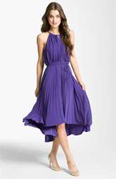 Maggy London Pleated High/Low Halter Dress $148.00