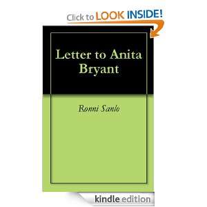  Letter to Anita Bryant eBook Ronni Sanlo Kindle Store