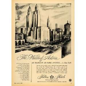 1952 Ad Hilton Hotels Conrad Waldorf Astoria New York   Original Print 