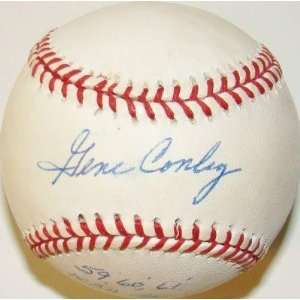 Gene Conley Autographed Baseball   Inscribed NL   Autographed 