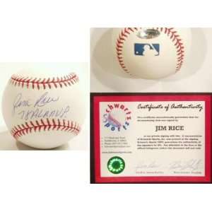  Jim Rice Signed MLB Baseball w/78 AL MVP Sports 