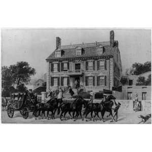  Governor John Hancock mansion,carriage drawn,horses,Boston 