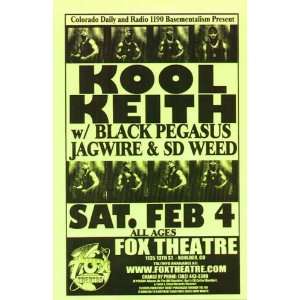 Kool Keith Black Pegasus Fox Boulder Concert Poster 