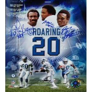 Barry Sanders, Billy Sims, and Lem Barney Triple Signed Detroit Lions 