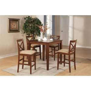    Simply Casual Pub 5 Piece Dining Table Set   Brown