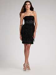 Sue Wong Strapless Feather Dress