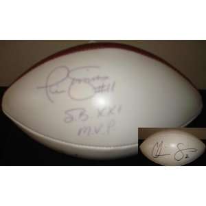 Phil Simms Signed Football   & Chris White Panel   Autographed 