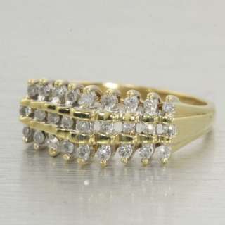 Vintage Estate Diamond 10k Gold Chevron Cluster Ring  