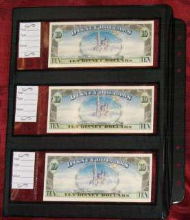 10 Disney Dollar deluxe Currency SHEETS  