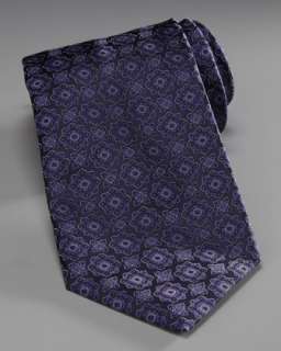 Medallion Silk Tie, Blue/Black