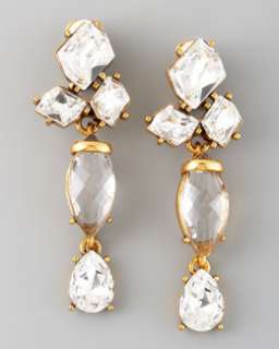 Y10MW Oscar de la Renta White Crystal Drop Earrings