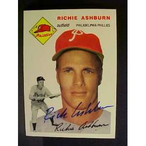 Richie Ashburn Philadelphia Phillies #45 1954 Topps Archives Signed 