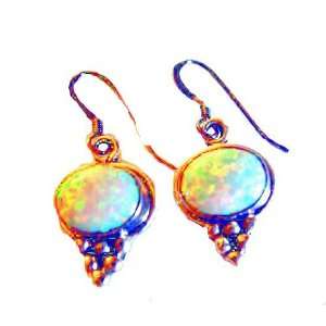  Sterling Silver and Opal Stone Earrings Jewelry