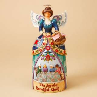 Jim Shore Heartwood Creek Quilting Angel with Quilt Scene Figurine NEW 