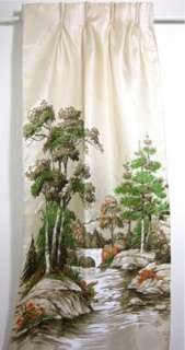   Vtg 50s Forest Tree Atomic Mid Century Fiberglass Curtain Drape Fabric