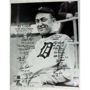 TY COBB BATTING CHAMPS SIGNED BY 19 PUCKETT + 16X20 COA