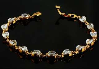 Vogue White Gems 14k Yellow Gold Filled Bracelet H T2  