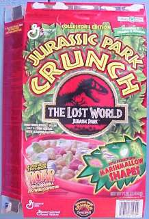 This listing is for one 1996 General Mills Jurassic Park Crunch Cereal 