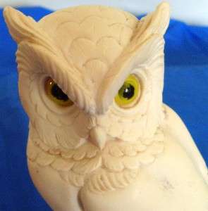 Vintage Carved Alabaster White Owl by A Giannelli  