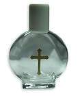  8oz Frosted White Gold Cross Catholic Christian Holy Water Bottle 