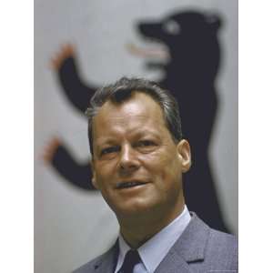 Willy Brandt, Mayor of West Berlin, Standing in Front of Berlin Bear 