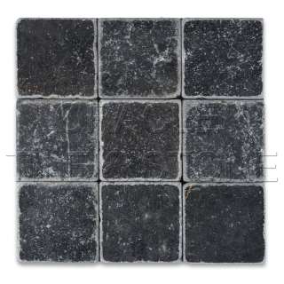 Taurus Black Marble 4 X 4 Tumbled Field Tile  