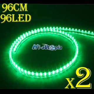2x 96cm/37.76 Green 96 LED Bulb Flexible Light Strip  
