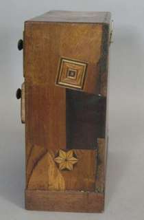   Antique Inlaid Miniature Marquetry Folk Art Cabinet box c. 1920  