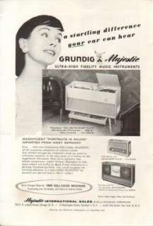 1957 Majestic Grundig Record Player Radio TV Print ad  