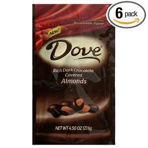 Dove Rich Dark Chocolate Covered Almonds, 4.5 Ounce Bag (Pack of 6 
