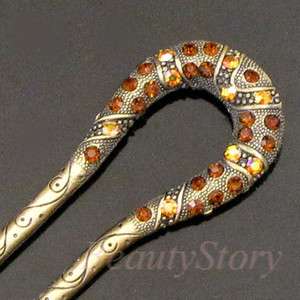    1pc Austrian rhinestone crystal Antiqeud hair fork Gift