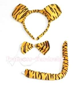 Halloween Accessory Costume Tiger Print Ear Headband Tie Tail 3 Piece 