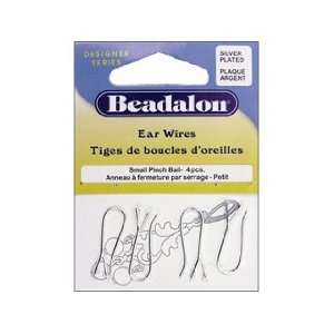  Beadalon Ear Wires Pinch Bail Small Silver Plate 4pc (3 