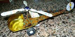 VINTAGE HELICOPTER SPACE TIN LITHO FRICTION TOY SYM ARGENTINA 1960s 