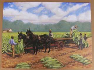 Tobacco Black Art Mules Wagon Country Tobacco Print Art  