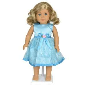   Blue Fancy Lace Dress    Fits 18 American Girl Doll Toys & Games