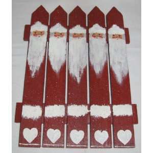  Santa Red Picket Fence Wall Hanging 8 X 5.5 Everything 